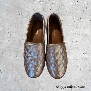 Rose Gold Metallic Quilted Slip-On Shoes